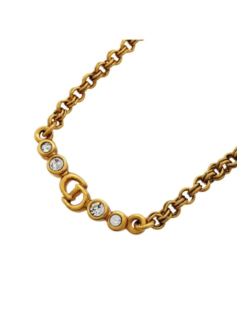 Dior Necklace CD Logo Gold Plated Rhinestone